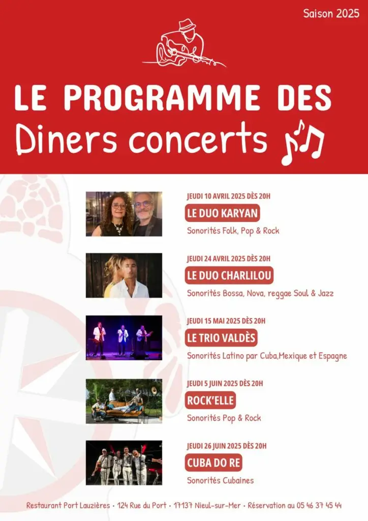 PORT LAUZIERES - PROGRAMME DINER CONCERT 2025